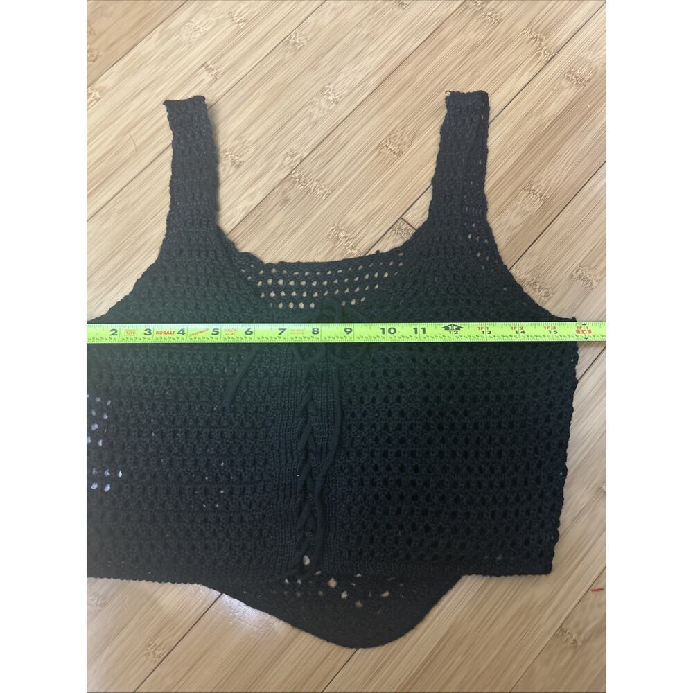 FCT With Love Top Black Knit Cropped Sheer Sleeveless Streetwear Grunge Glam Med - Picture 4 of 5